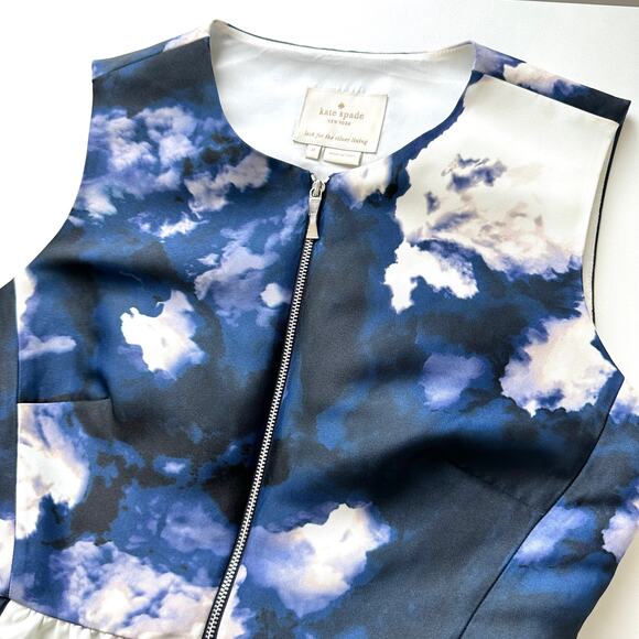 Kate Spade Joss Cloud Print Zip Front Dress Size 0 - Picture 8 of 14